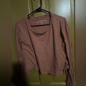 Tan long sleeved crop top